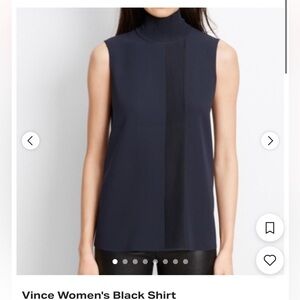 Vince Navy Sleeveless Mock Neck Tank